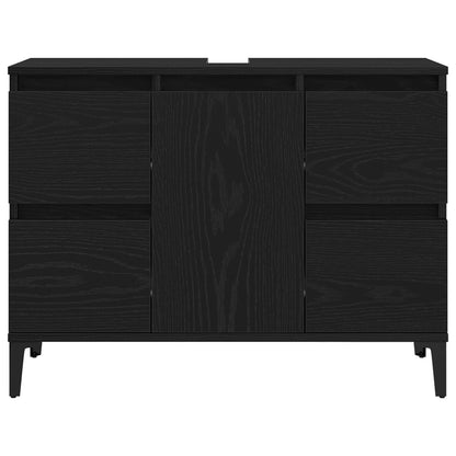 Badmeubel Zwarte Eik 80X33X60 Cm Gelaagd Hout