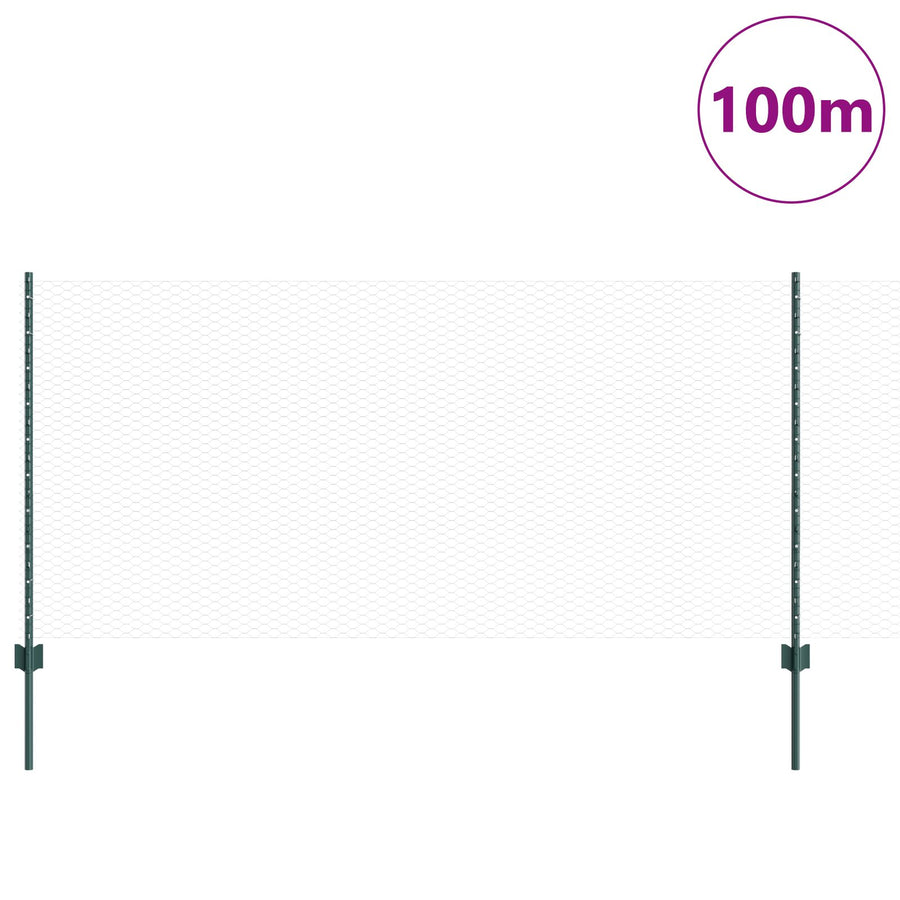 Omheining Palen 11 Stuks U-Channel Groen 100 Cm Staal,  Hexagonale Omheining Groen 1X100 M Staal