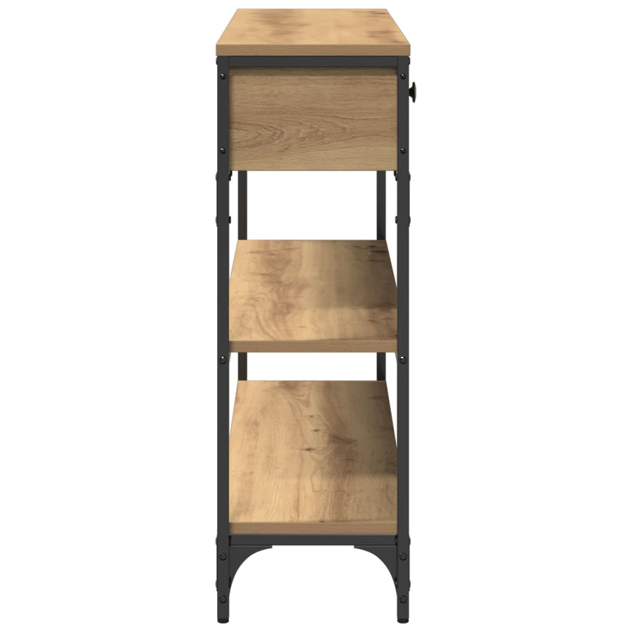 Console Tafel Ambachtelijk Eiken 100X25X75 Cm Bewerkt Hout & Staal