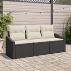 Tuinbankenset 3-delig polyrattan zwart
