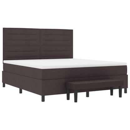 Boxspringbed Met Matras En Bank Stof Donkerbruin 180 x 200 cm Lijnen ontwerp