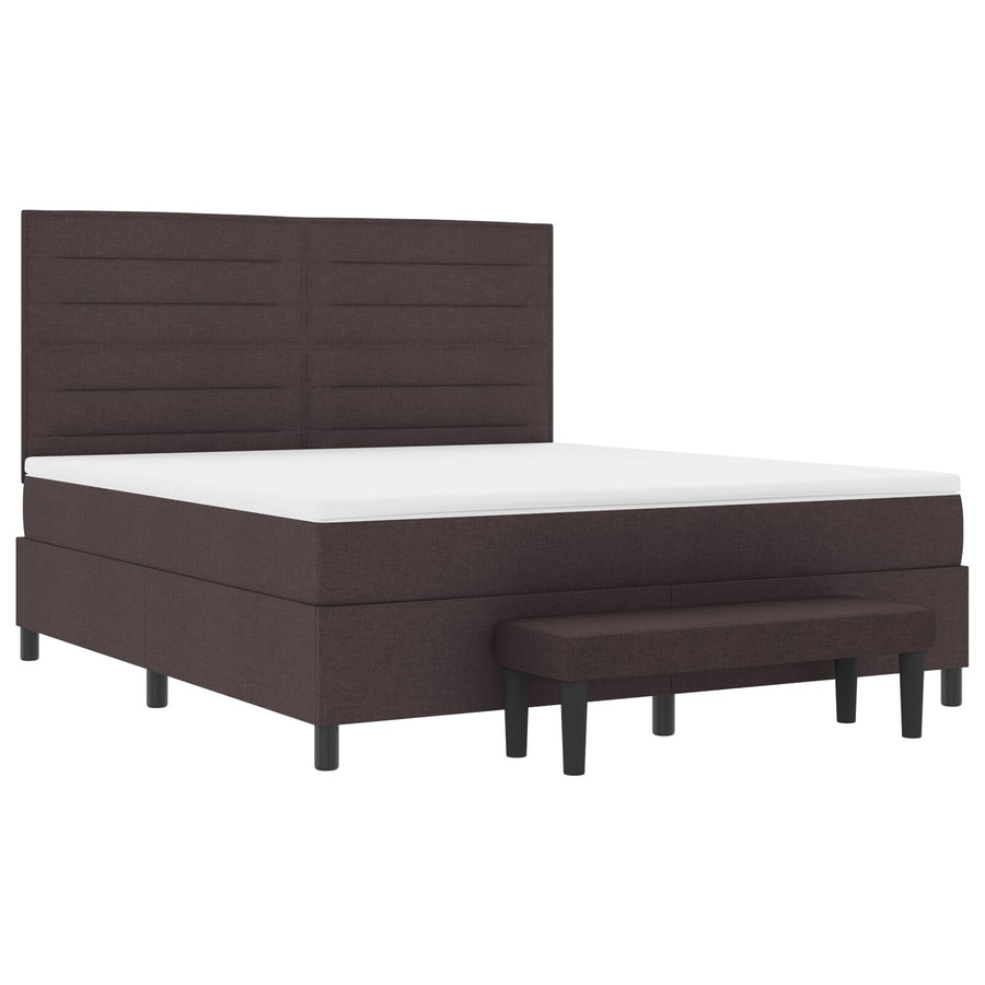 Boxspringbed Met Matras En Bank Stof Donkerbruin 180 x 200 cm Lijnen ontwerp