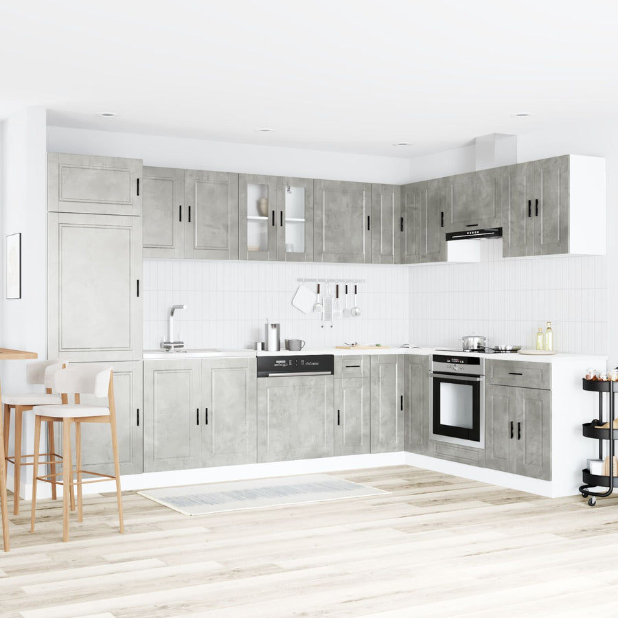 Onderkast 'Porto' Met Wastafel Beton Grijs 80X46X84,5 Cm Gelaagd Hout