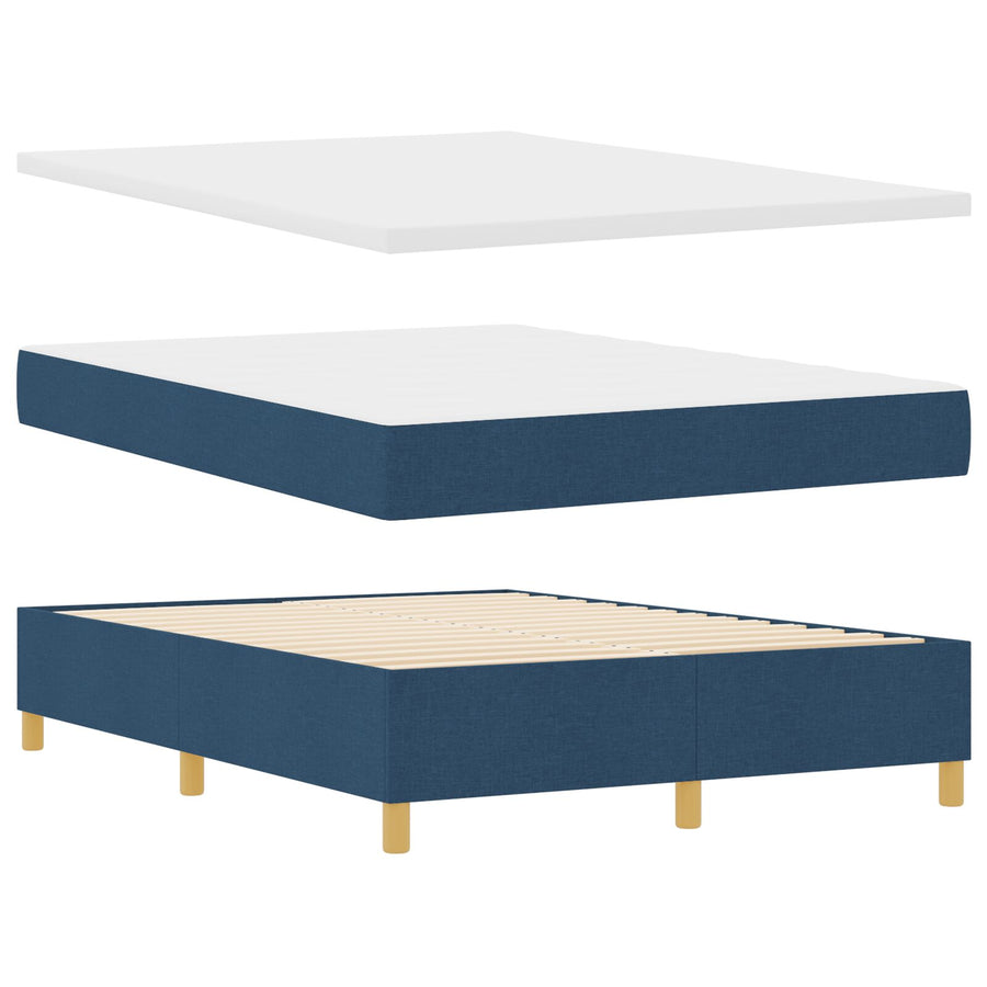 Boxspring Bed Met Matras & Bank Stof Blauw 160 x 200 cm Knopen geplooid