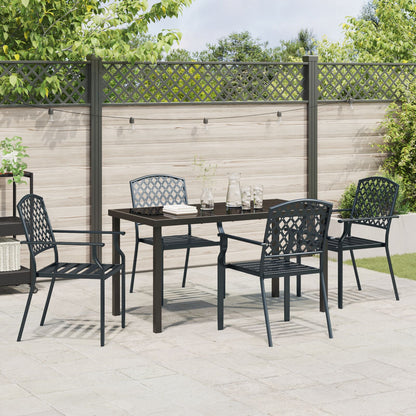 5-Delige Tuin Eetset Antraciet Staal