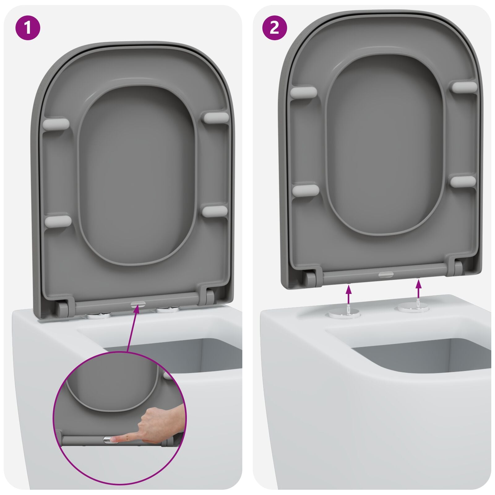Snelle Toiletbril Met Soft Close Duroplast Grijs