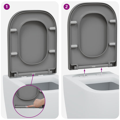 Snelle Toiletbril Met Soft Close Duroplast Grijs