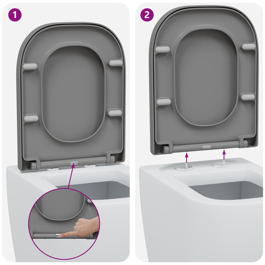 Snelle Toiletbril Met Soft Close Duroplast Grijs