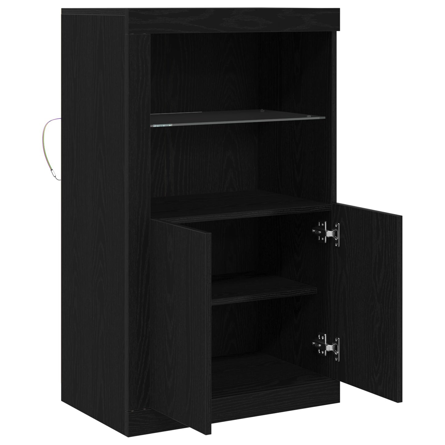 Dressoir Met Led-Verlichting 60,5X37X100 Cm Zwart eiken
