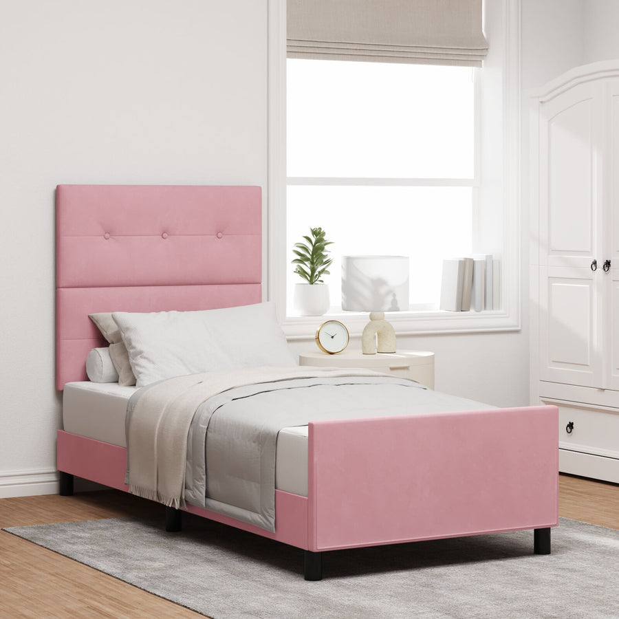 Bedframe Roze 100X200 Cm Fluweel Crème