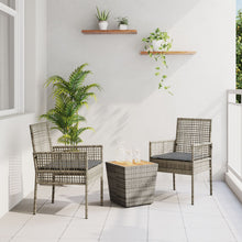 3-Delige Tuin Bistroset Met Kussens Grijs Poly Rattan