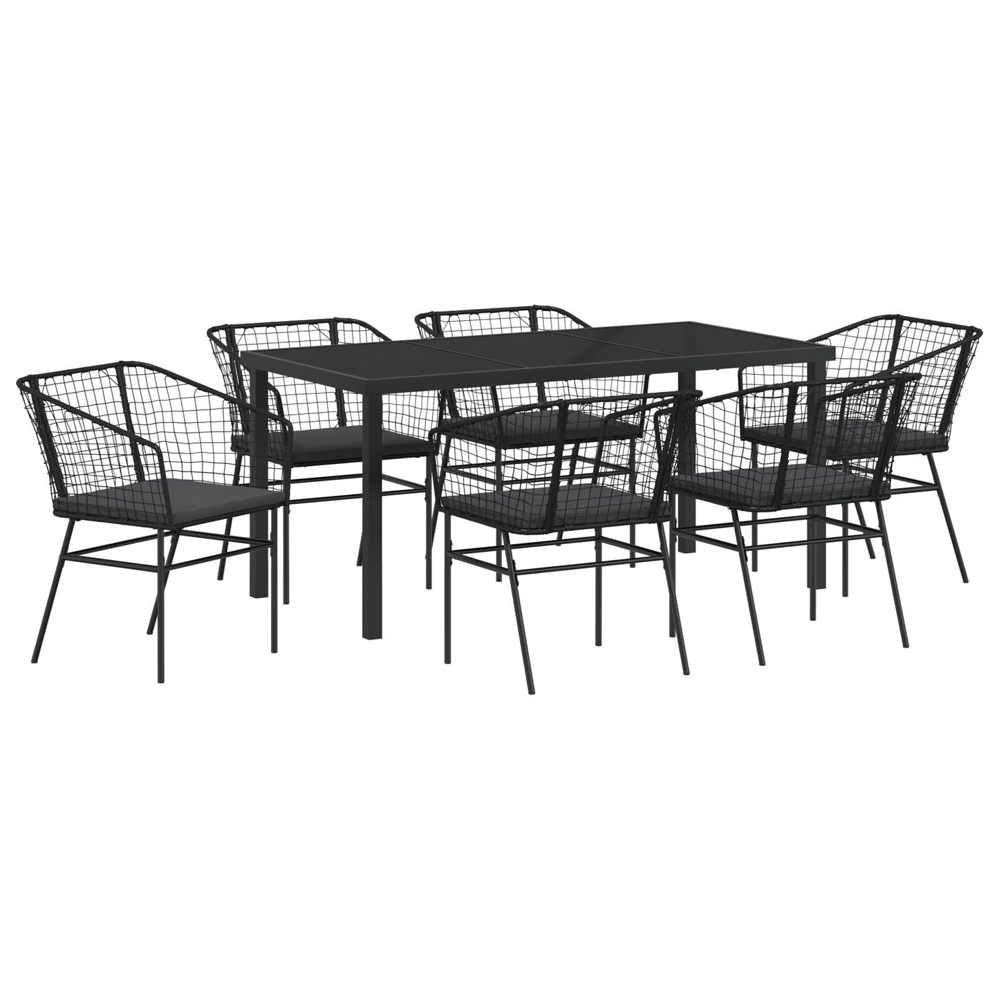 Set Van 4 Zwart Poly Rattan Twee Persoons