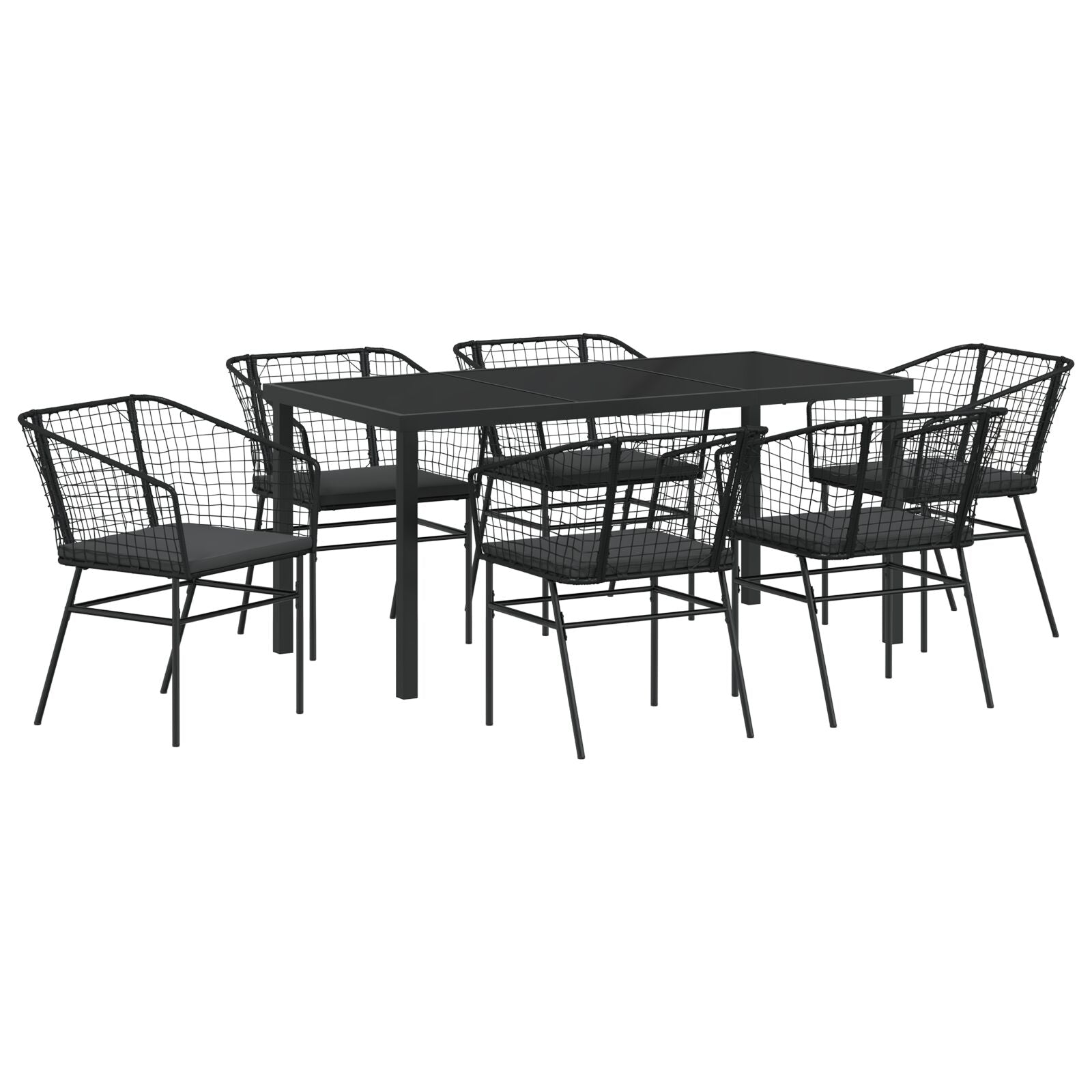 Set Van 4 Zwart Poly Rattan Twee Persoons