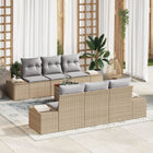Garden Storage Sofa Set 7 pcs Beige and Light Grey poly rattan