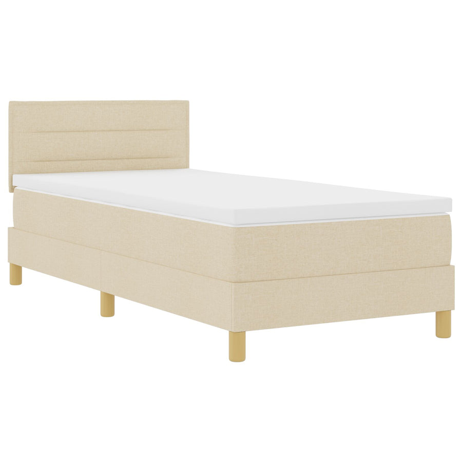 Boxspringbed Met Matras Stof Crème 80 x 200 cm Lijnen ontwerp