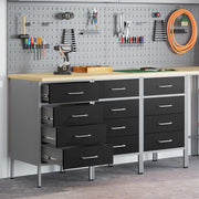 Werkkast 75x45x85 cm staal bewerkt hout zwart