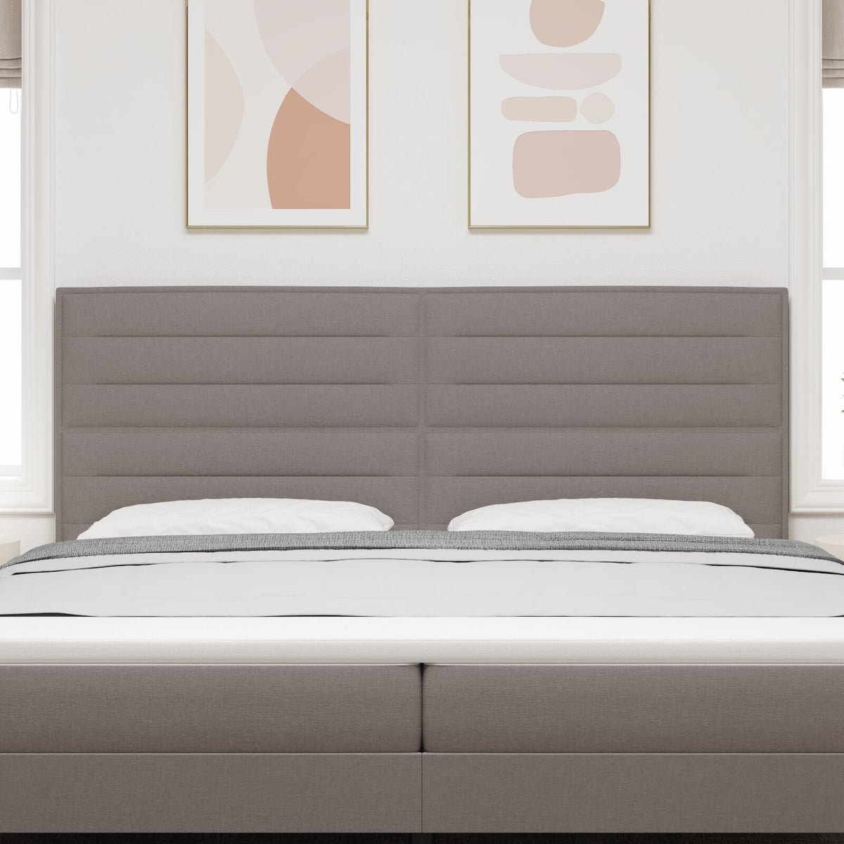 Hoofdbord Lijnen Ontwerp Stof Taupe 200 cm Hoog hoofdbord