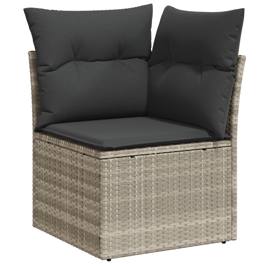 4-Delige Tuinsofa Set Met Kussens Lichtgrijs Poly Rattan