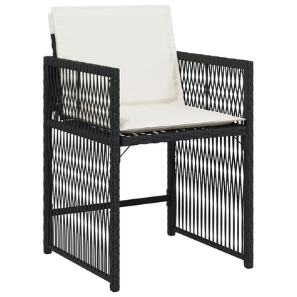 5-Delige Tuin Set Met Kussens Zwart Poly Rattan
