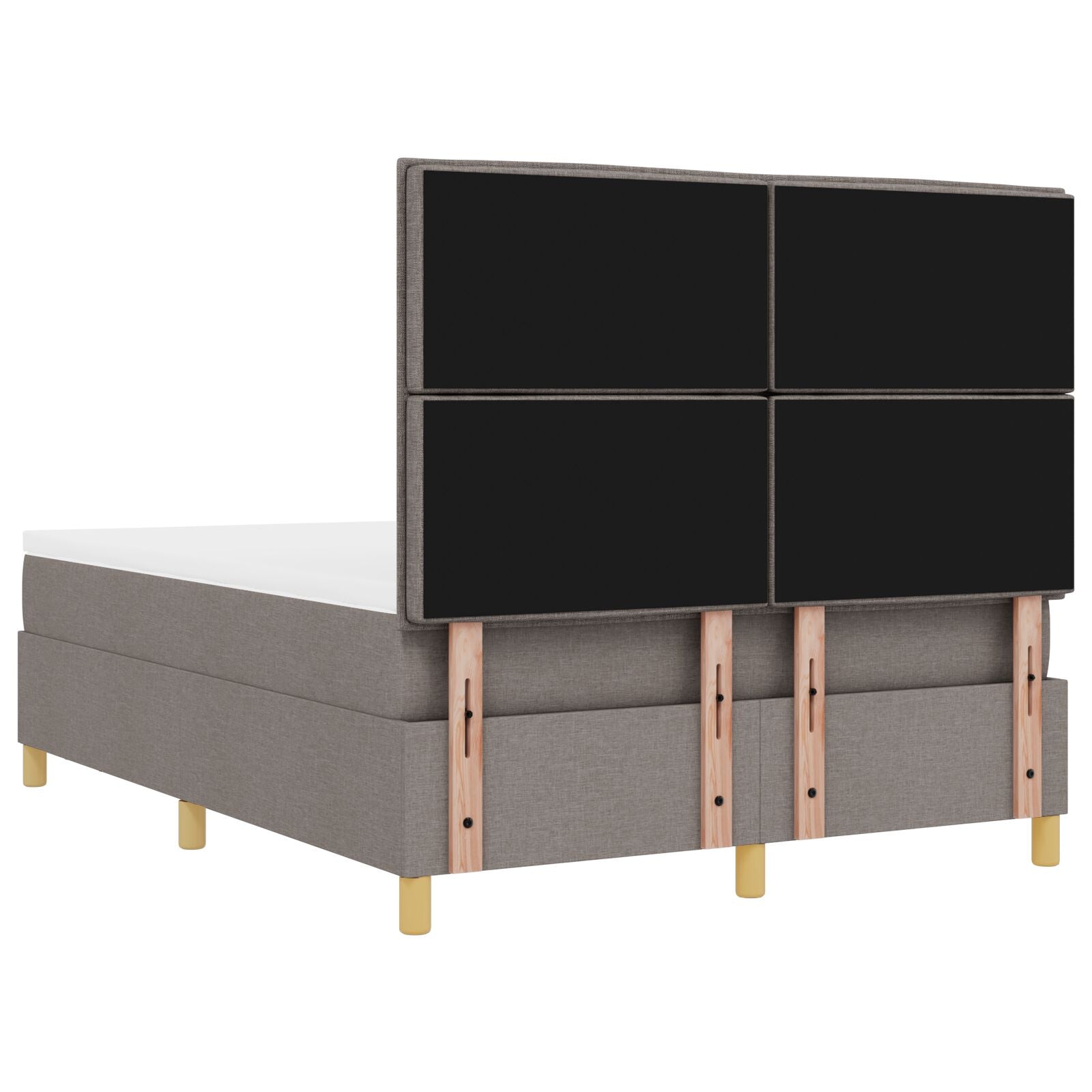Boxspringbed Met Matras & Bank Stof Taupe 140 x 190 cm Lijnen ontwerp