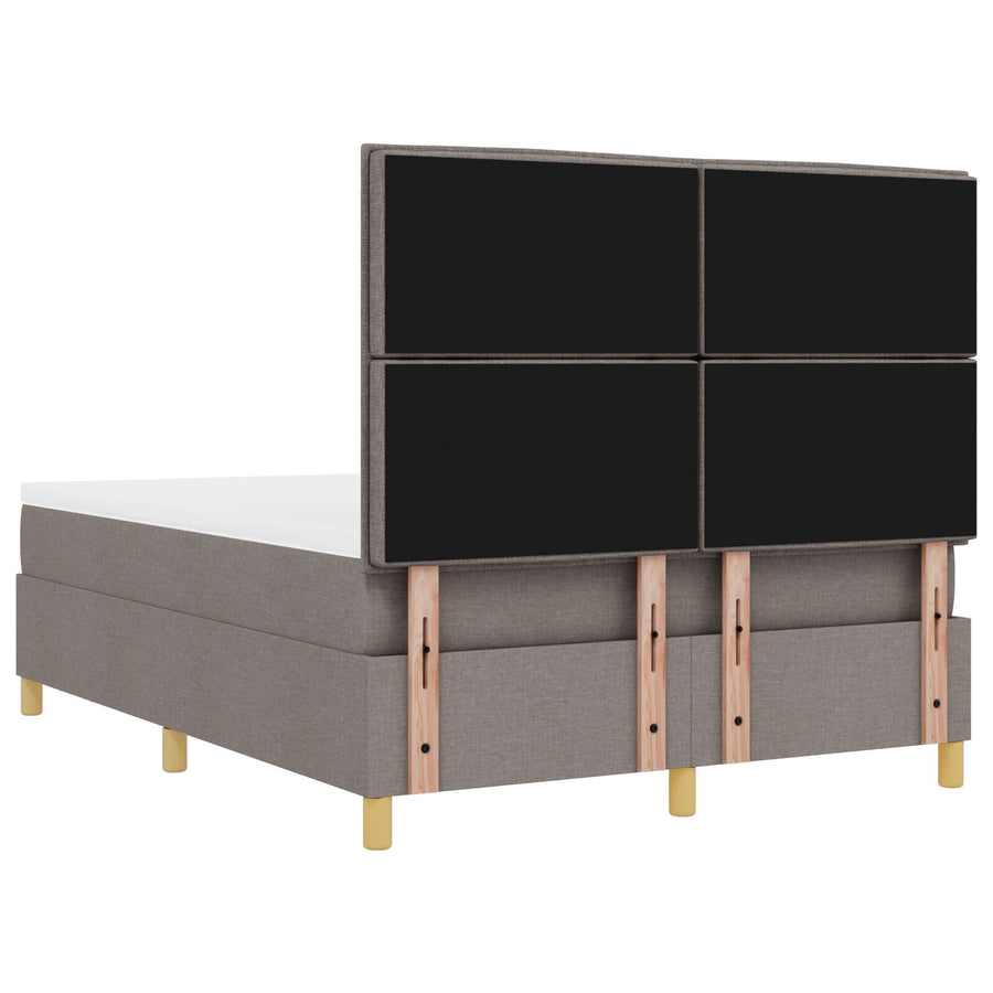 Boxspringbed Met Matras & Bank Stof Taupe 140 x 190 cm Lijnen ontwerp