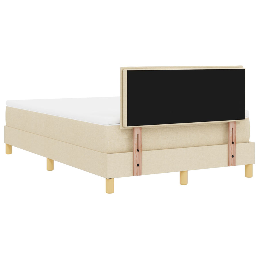 Boxspring Bed Met Matras Stof Crème 120 x 200 cm Lijnen ontwerp