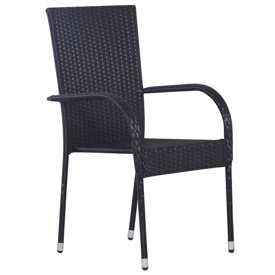 3-Delige Tuin Eettafel Set Zwart Poly Rattan