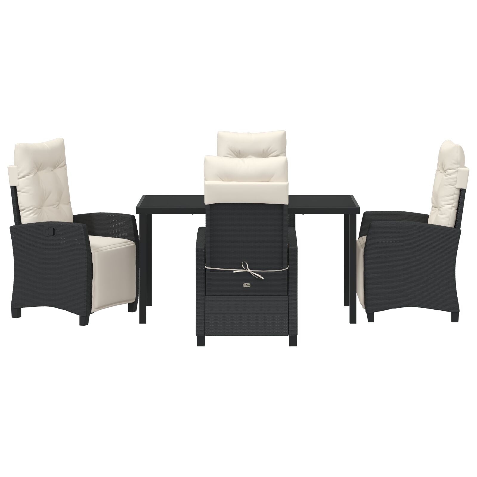 5-Delige Tuin Eetset Zwart Poly Rattan