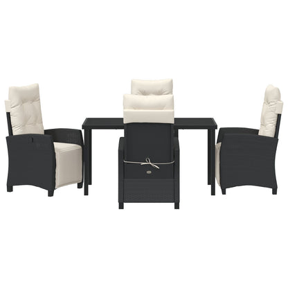 5-Delige Tuin Eetset Zwart Poly Rattan