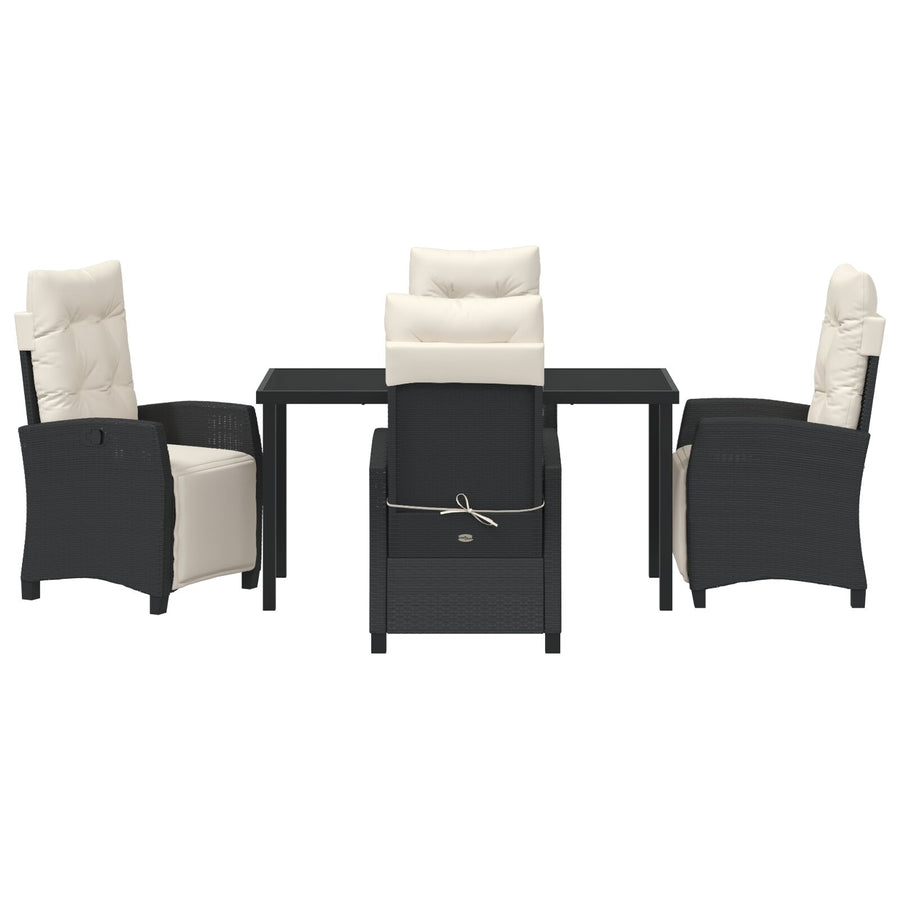 5-Delige Tuin Eetset Zwart Poly Rattan