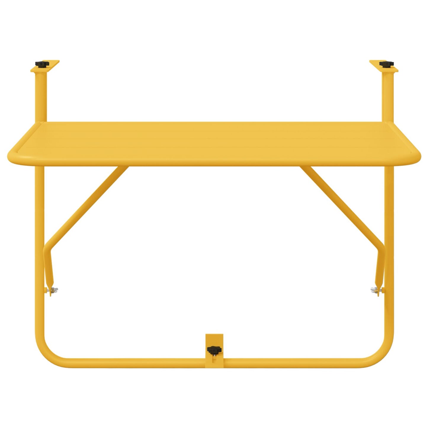 Hangende Balkon Tafel Vouwbaar 60X40 Cm Staal Mosterd Lattenontwerp