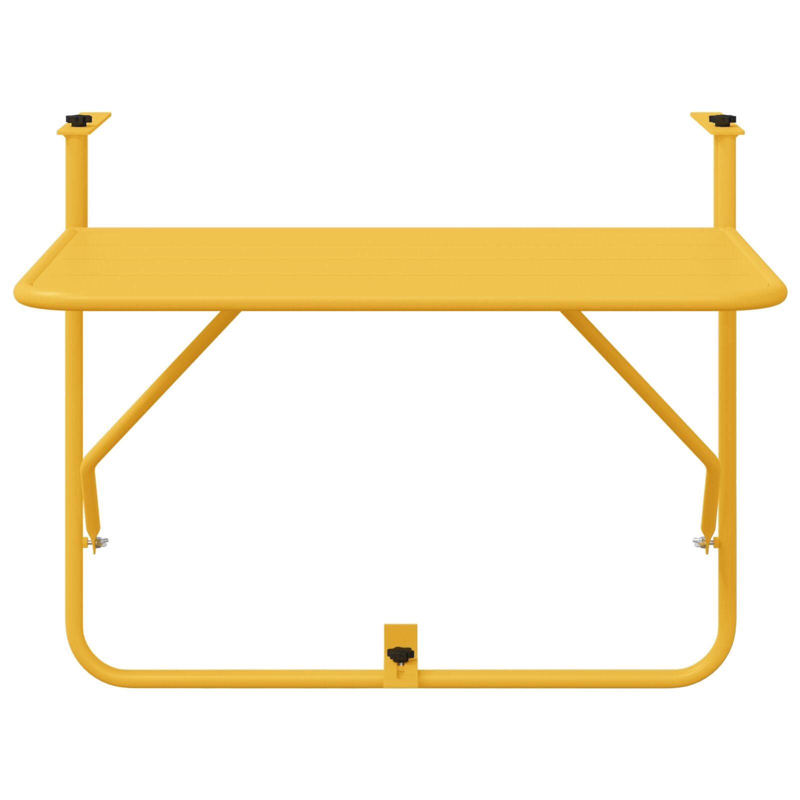 Hangende Balkon Tafel Vouwbaar 60X40 Cm Staal Mosterd Lattenontwerp
