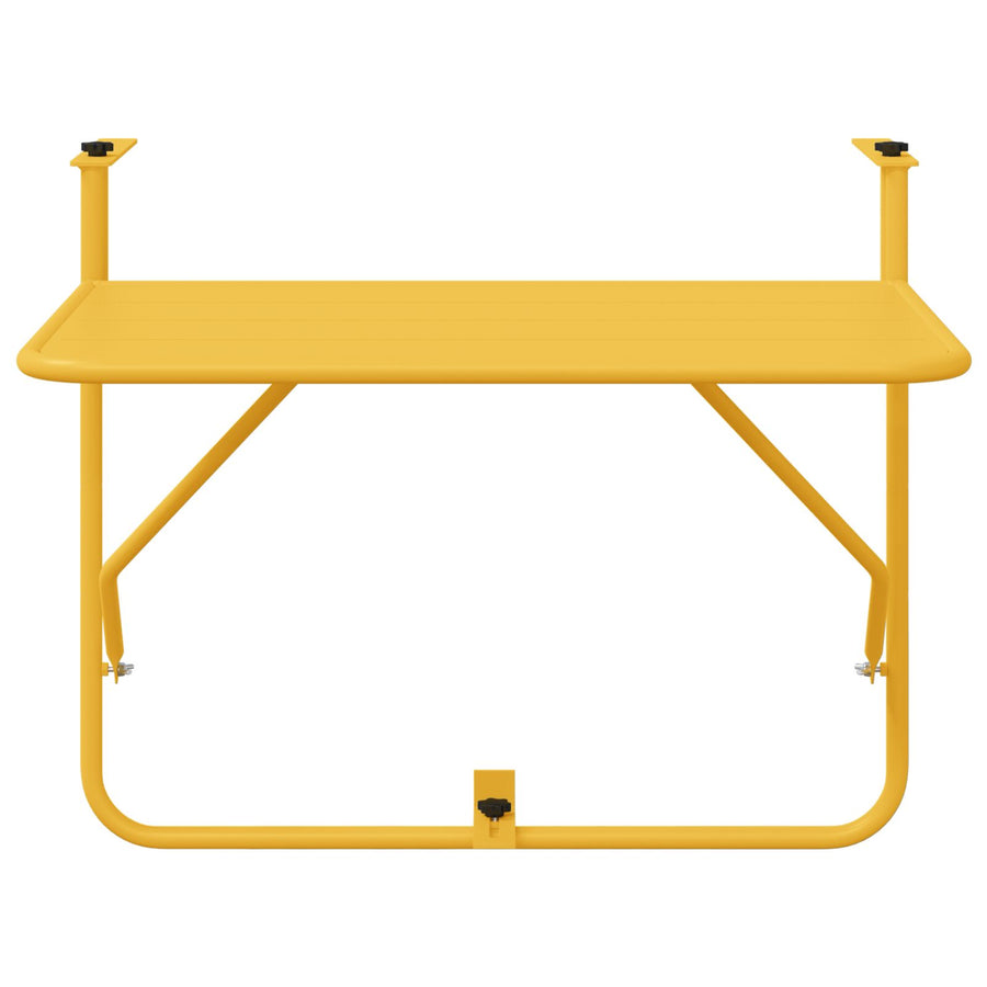 Hangende Balkon Tafel Vouwbaar 60X40 Cm Staal Mosterd Lattenontwerp