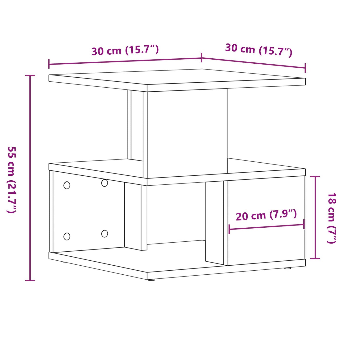 Bijzettafel Artisan Eiken 40X40X40 Cm Gefabriceerd Hout