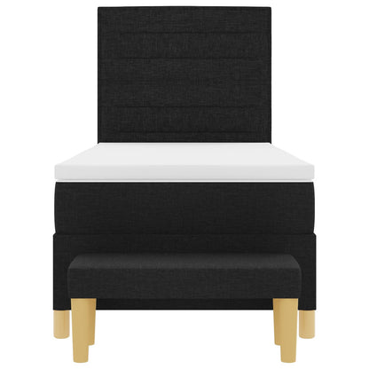 Bedframe Met Matras Set Van 2 Stof Bedframe Zwart 90 x 190 cm Lijnen ontwerp