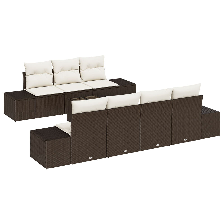 8-Delige Tuinsalonset Met Kussens Bruin Poly Rattan