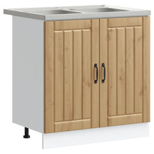 Keuken Kast ""Lucca"" Met Dubbele Wasbakken Artisan Eiken Hout