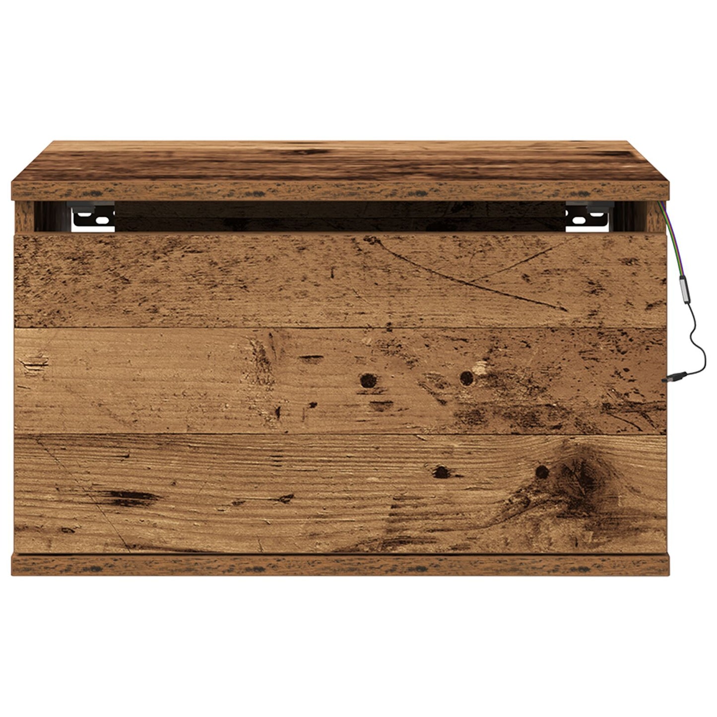 Nachtkastje Met Led Wandmontage 50X36X30 Cm 1 Oude hout