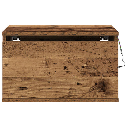 Nachtkastje Met Led Wandmontage 50X36X30 Cm 1 Oude hout
