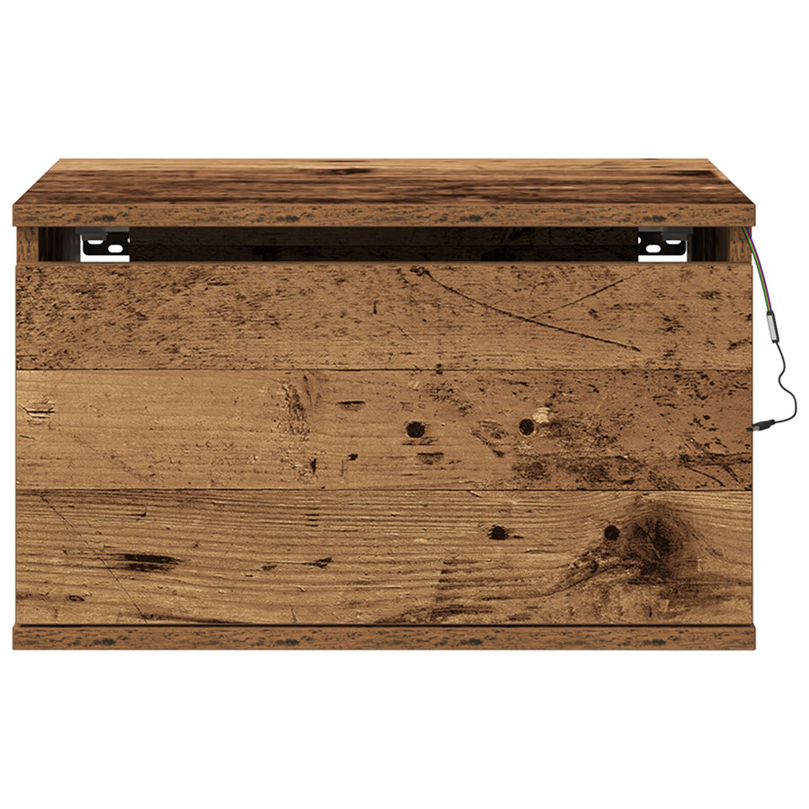 Nachtkastje Met Led Wandmontage 50X36X30 Cm 1 Oude hout