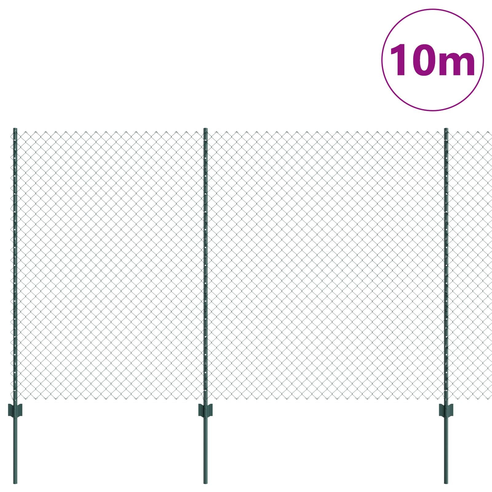 Kettinglink Schutting Met 10 U Palen Groen 1,5X10 M Staal