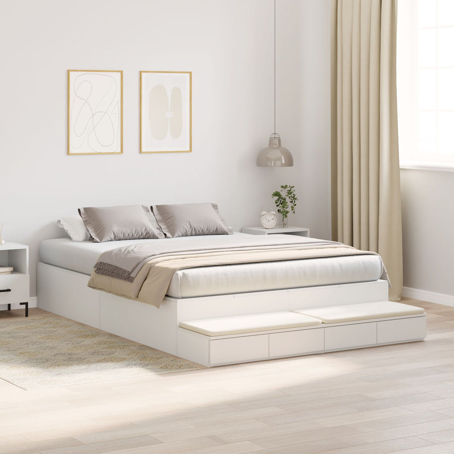 Opbergbedframe Wit 150X200 Cm Artisanaal Eiken
