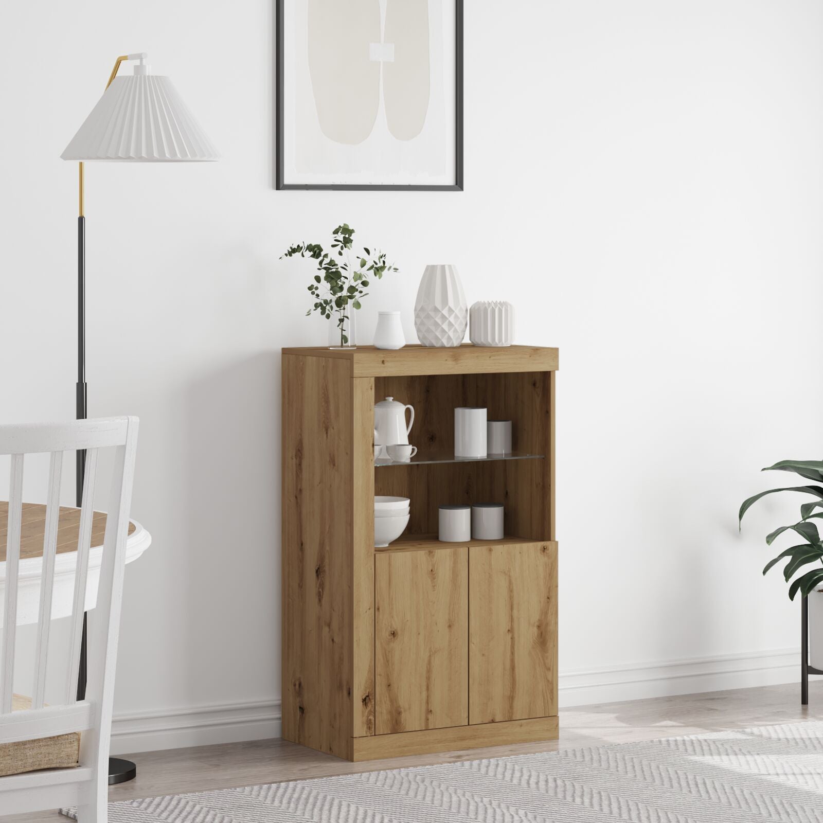 Dressoir Met Led-Verlichting Artisan Eiken 60,5X37X100 Cm