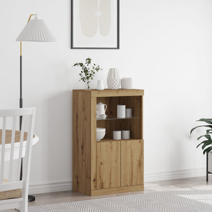 Dressoir Met Led-Verlichting Artisan Eiken 60,5X37X100 Cm