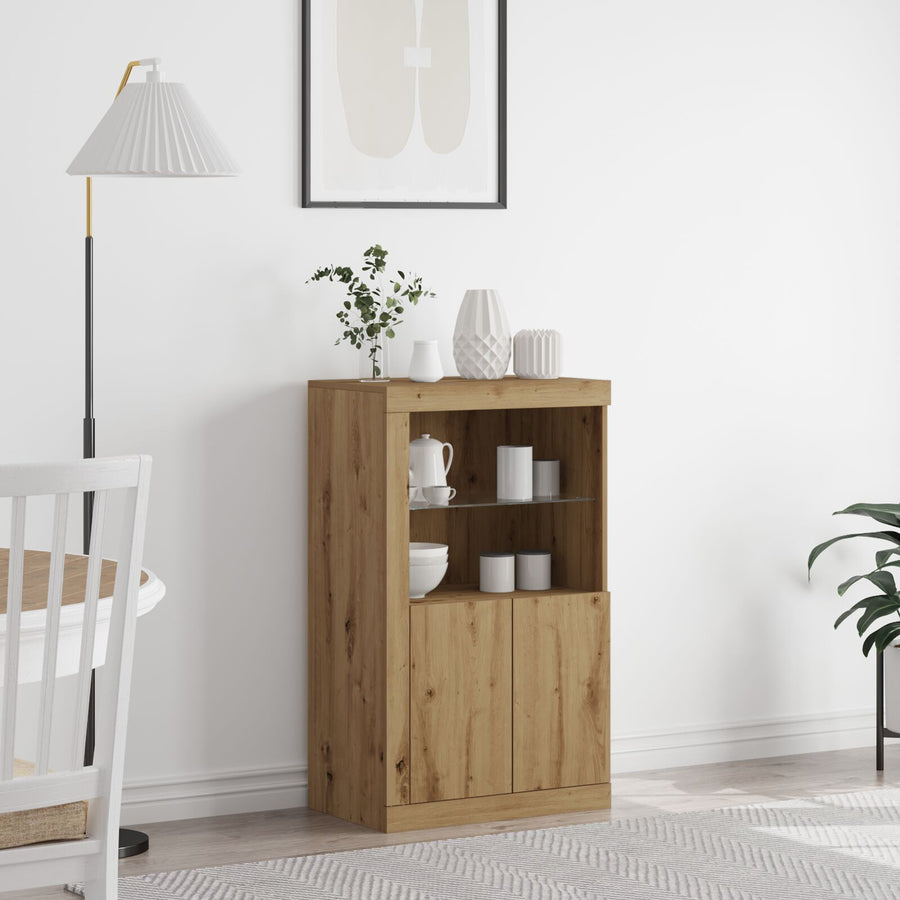 Dressoir Met Led-Verlichting Artisan Eiken 60,5X37X100 Cm