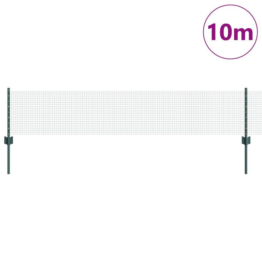 Gelaste Draadhek Met 5 U-Paaltjes Groen 0,4X10 M Staal