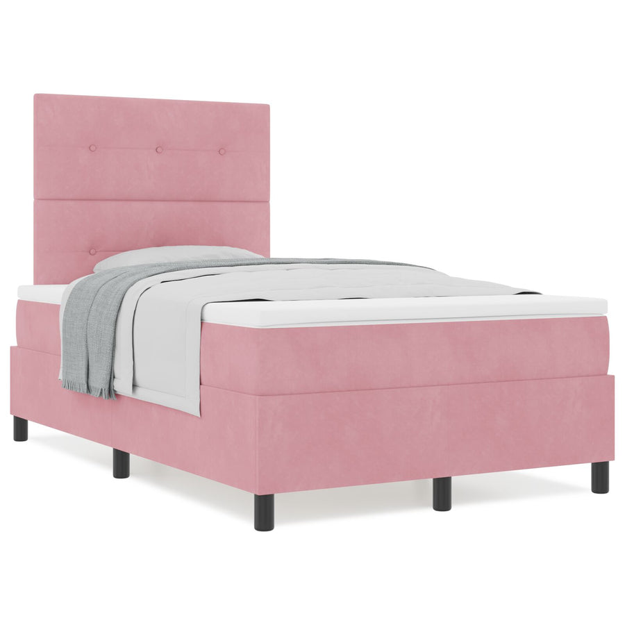 Boxspring Bed Met Matras Roze 120X200 Cm Fluweel Blauw