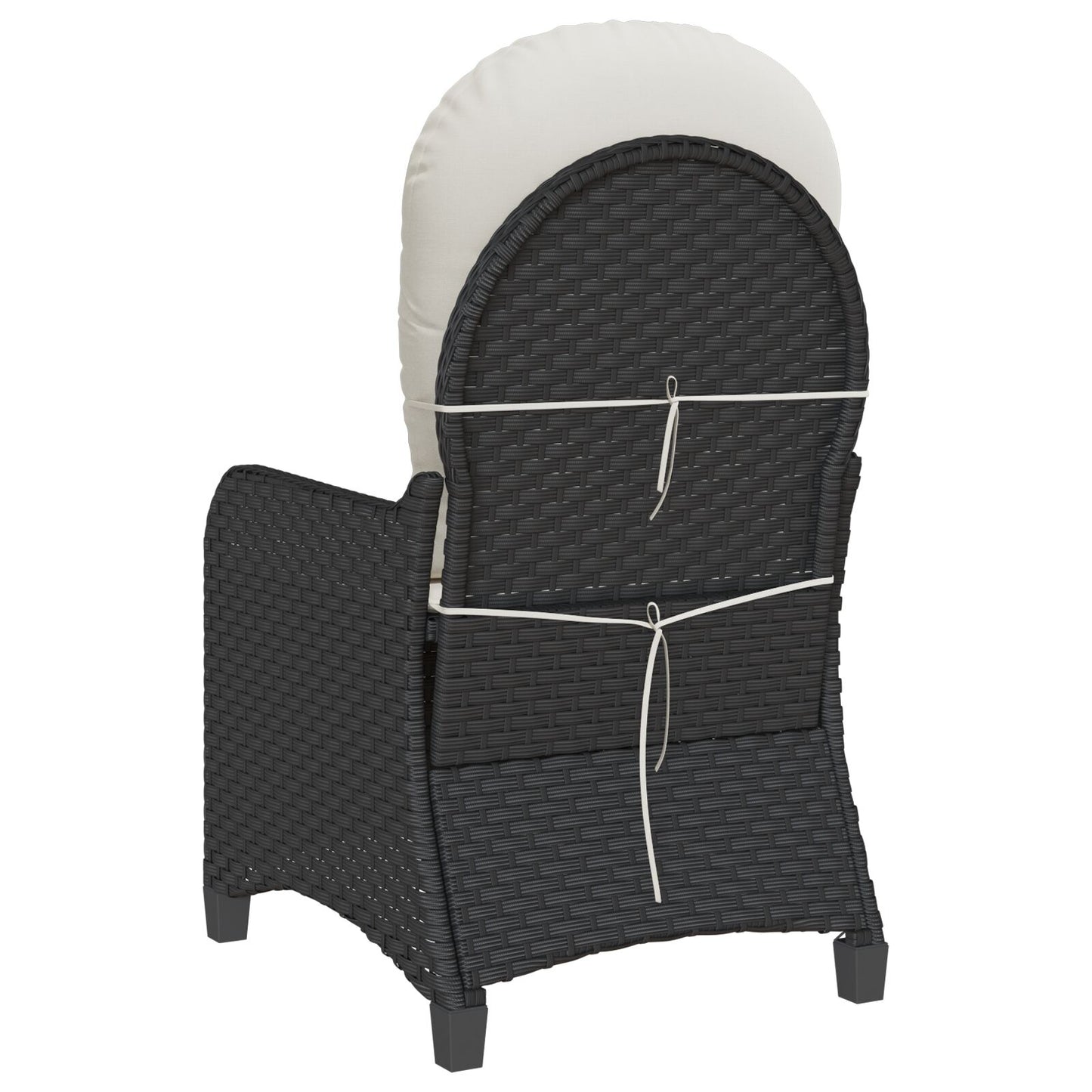 Reclinerstoel Met Kussen Poly Rattan Zwart