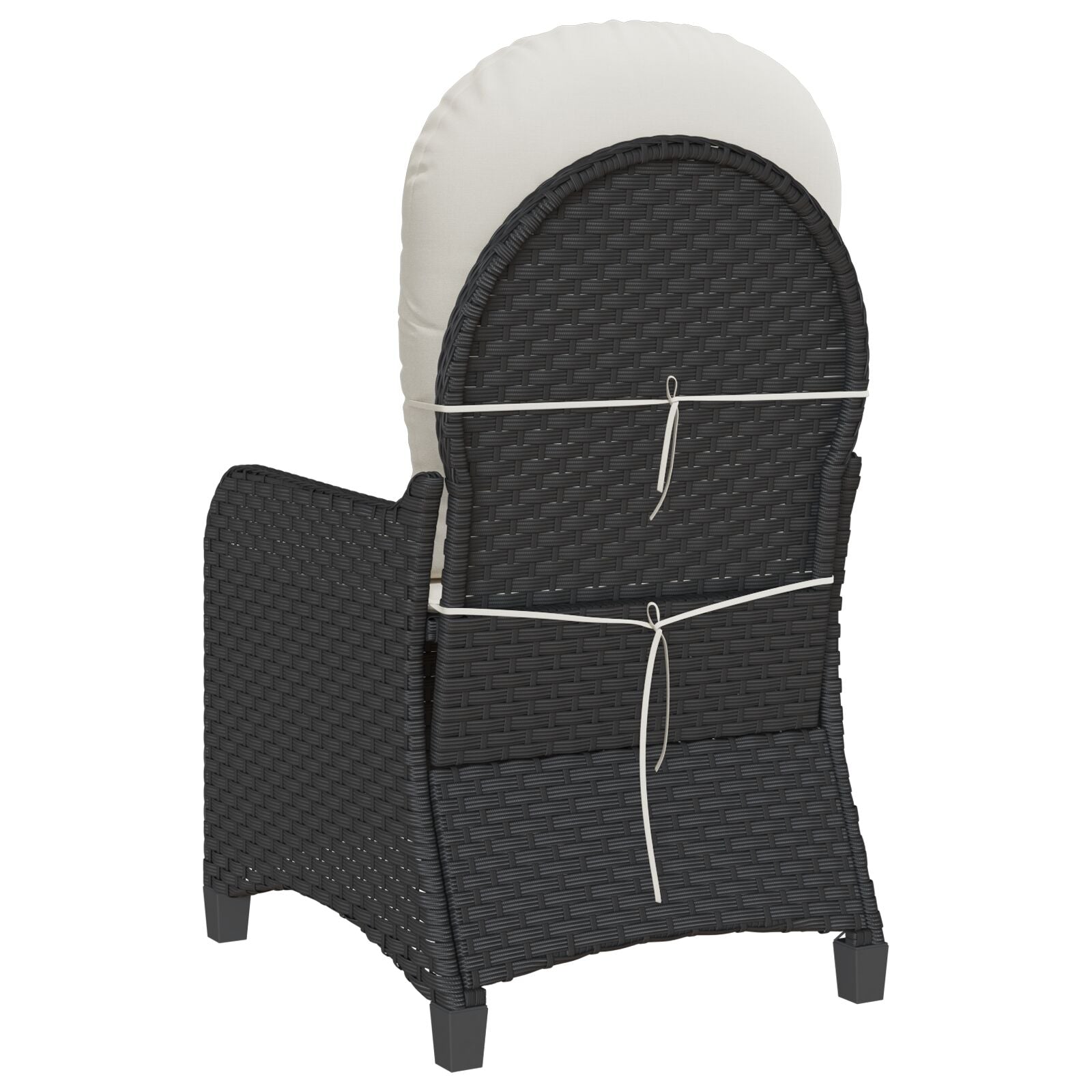 Reclinerstoel Met Kussen Poly Rattan Zwart