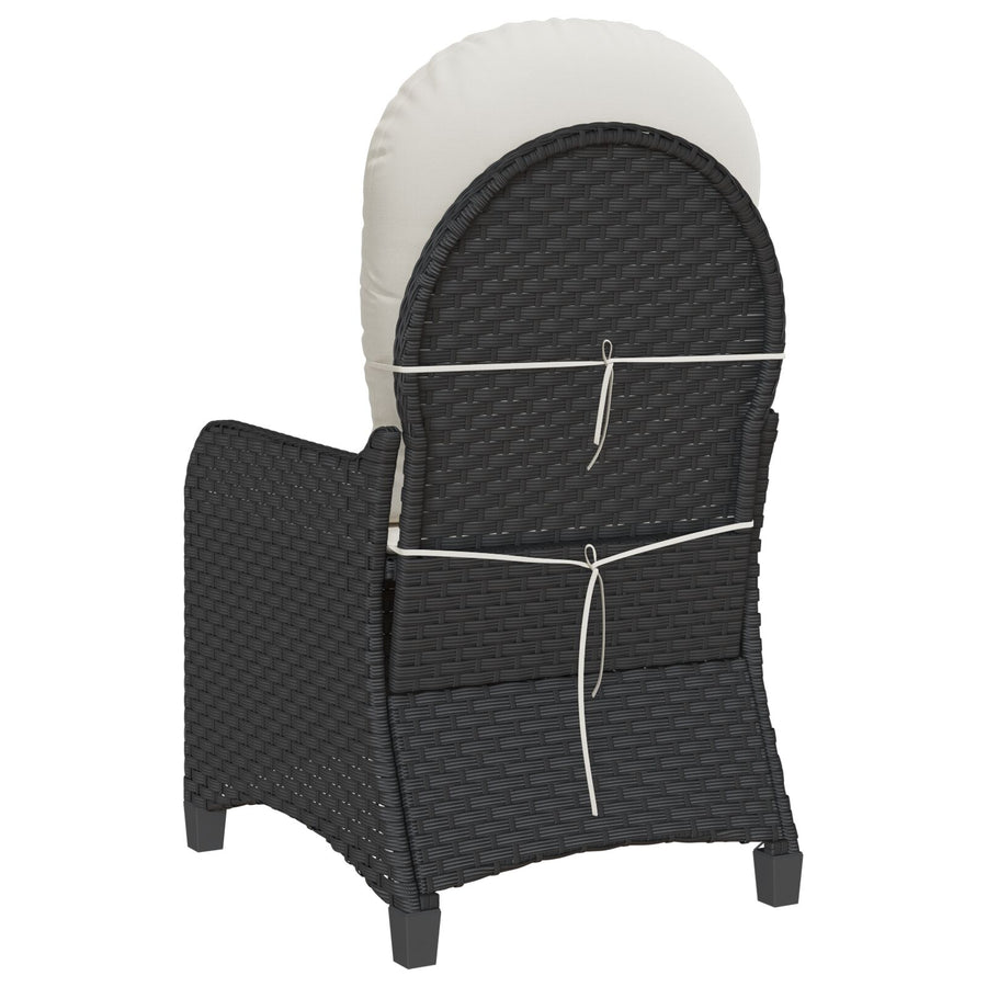 Reclinerstoel Met Kussen Poly Rattan Zwart
